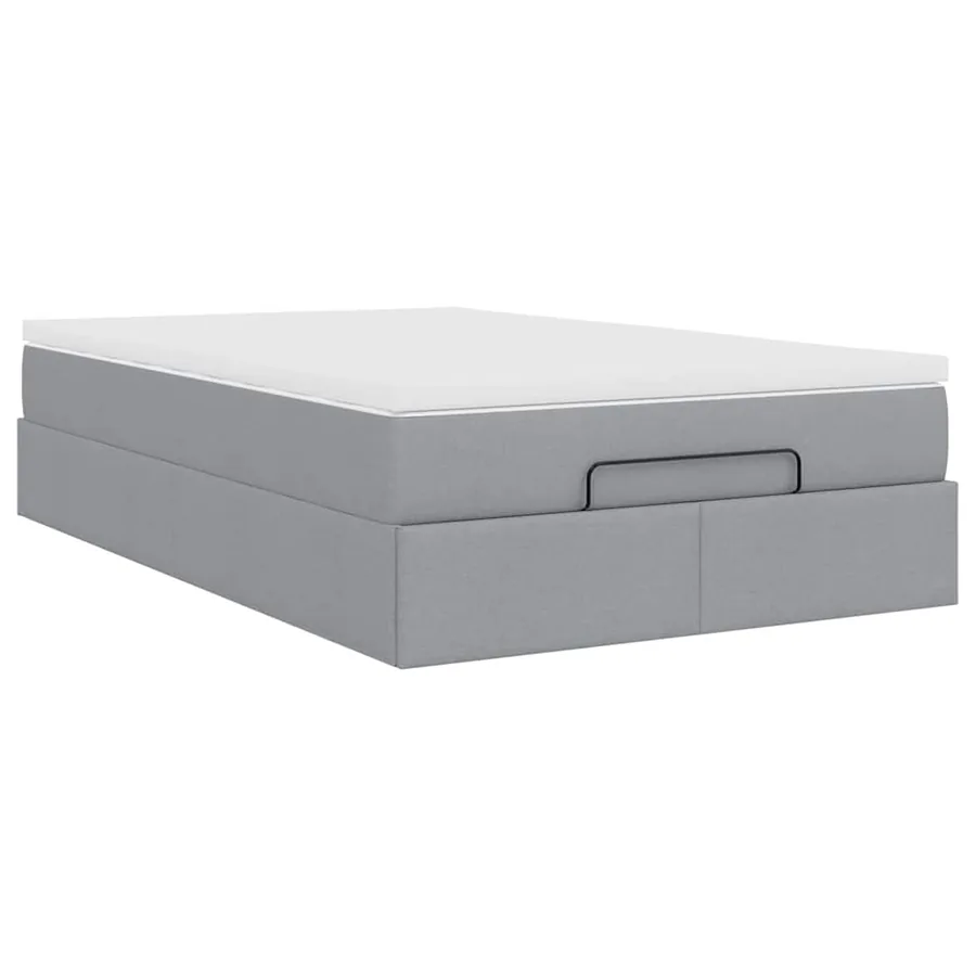 Cadre de lit ottoman avec matelas gris clair 120x190 cm tissu - 10