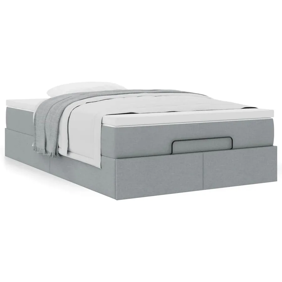Cadre de lit ottoman avec matelas gris clair 120x190 cm tissu - 4