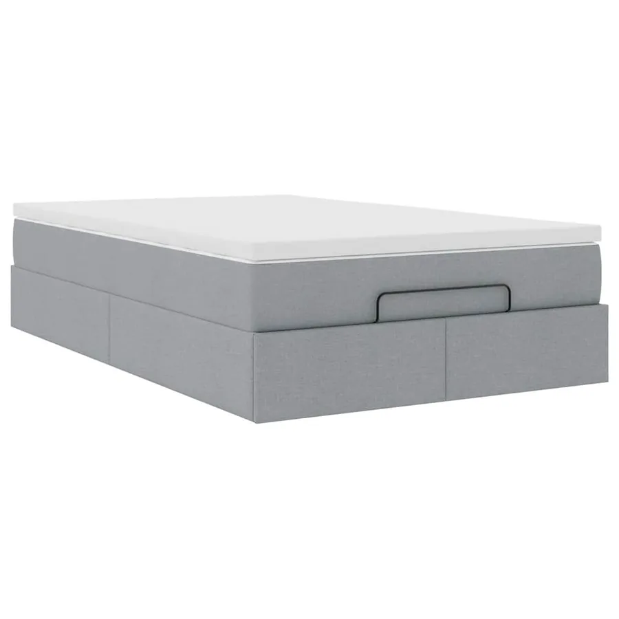 Cadre de lit ottoman avec matelas gris clair 120x190 cm tissu - 6
