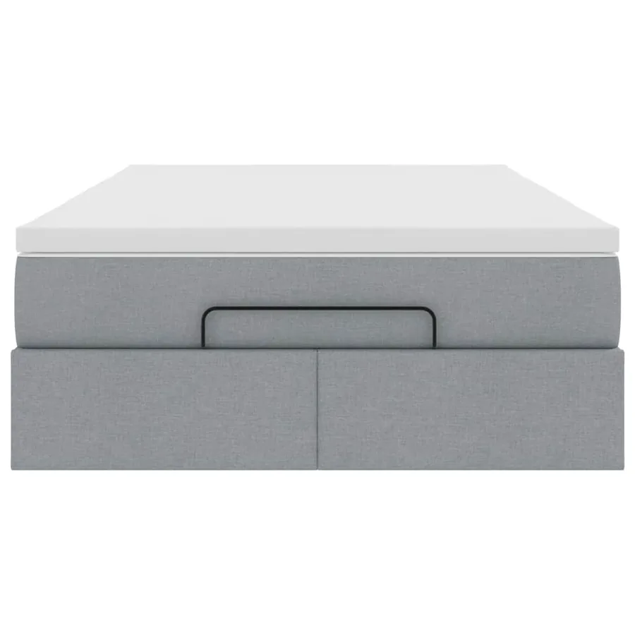 Cadre de lit ottoman avec matelas gris clair 120x190 cm tissu - 7