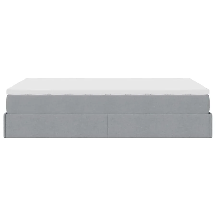 Cadre de lit ottoman avec matelas gris clair 120x190 cm tissu - 9