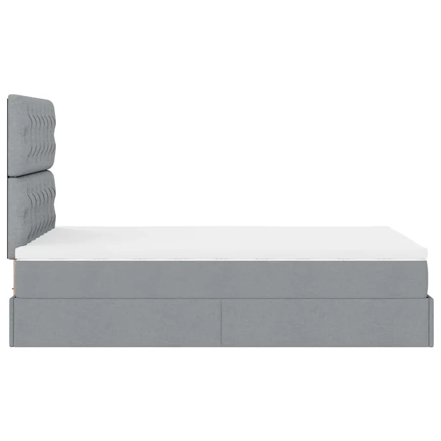 Cadre de lit ottoman avec matelas gris clair 120x190 cm tissu - 11