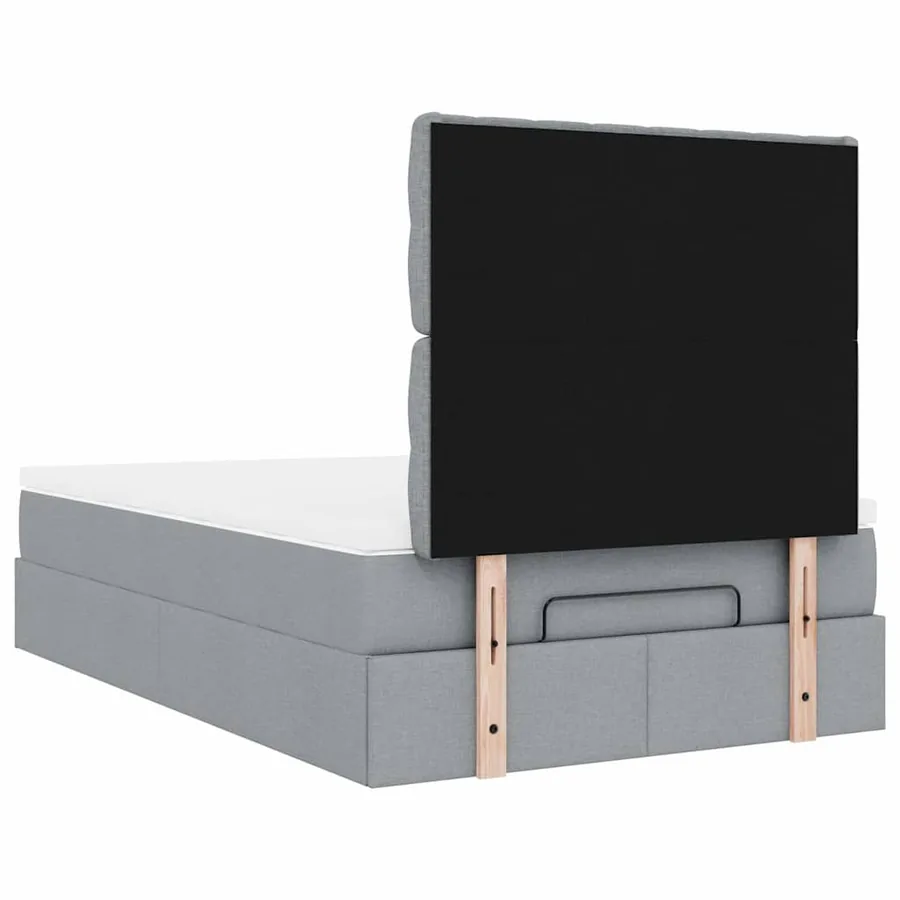 Cadre de lit ottoman avec matelas gris clair 120x190 cm tissu - 12