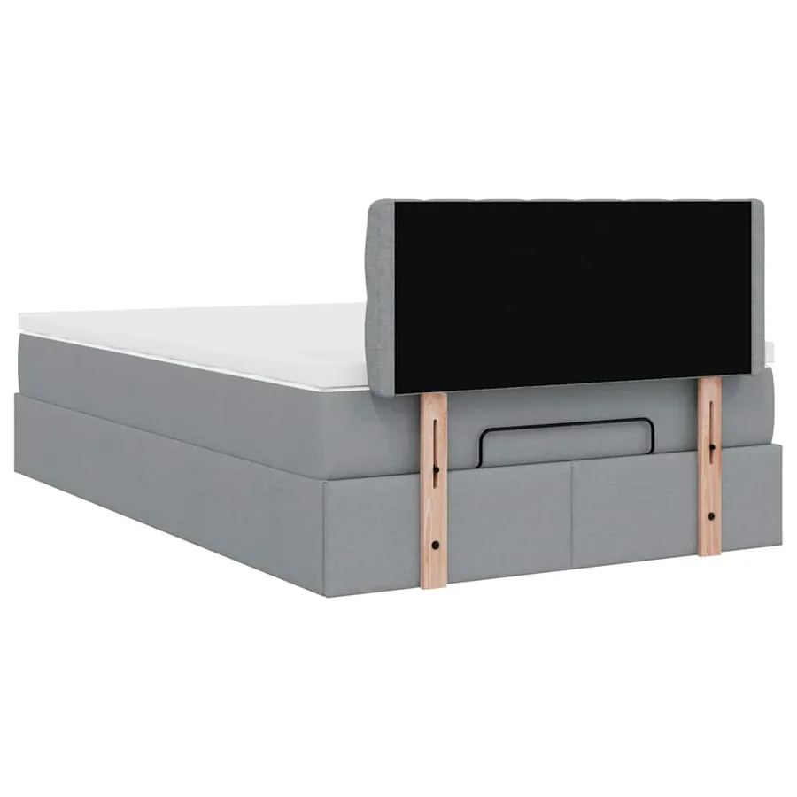 Lit ottoman avec matelas gris clair 120x190 cm tissu - 12