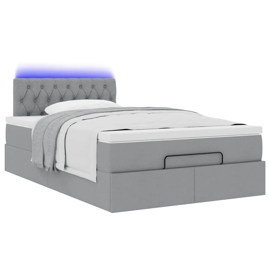 Lit ottoman avec matelas gris clair 120x190 cm tissu - 6