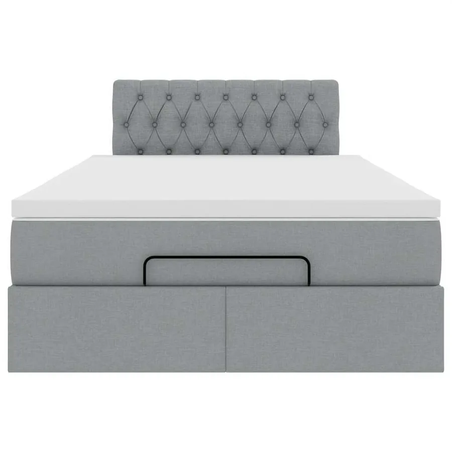 Lit ottoman avec matelas gris clair 120x190 cm tissu - 8