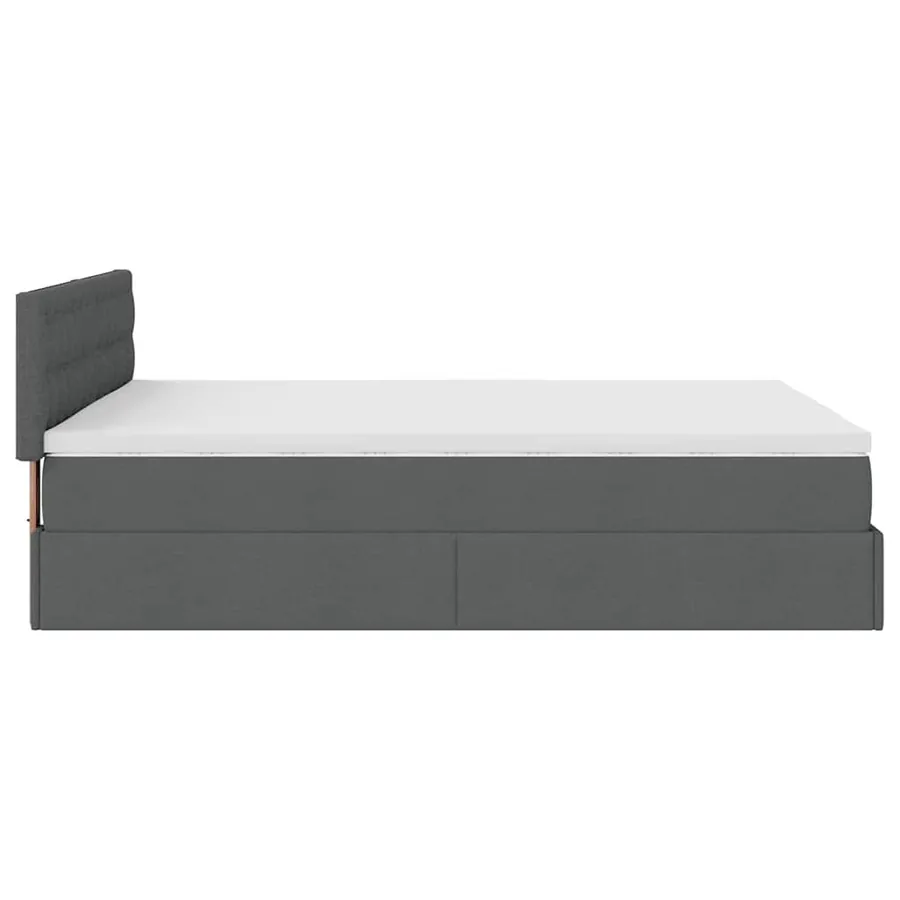 Lit ottoman avec matelas gris foncé 140x200 cm tissu - 10