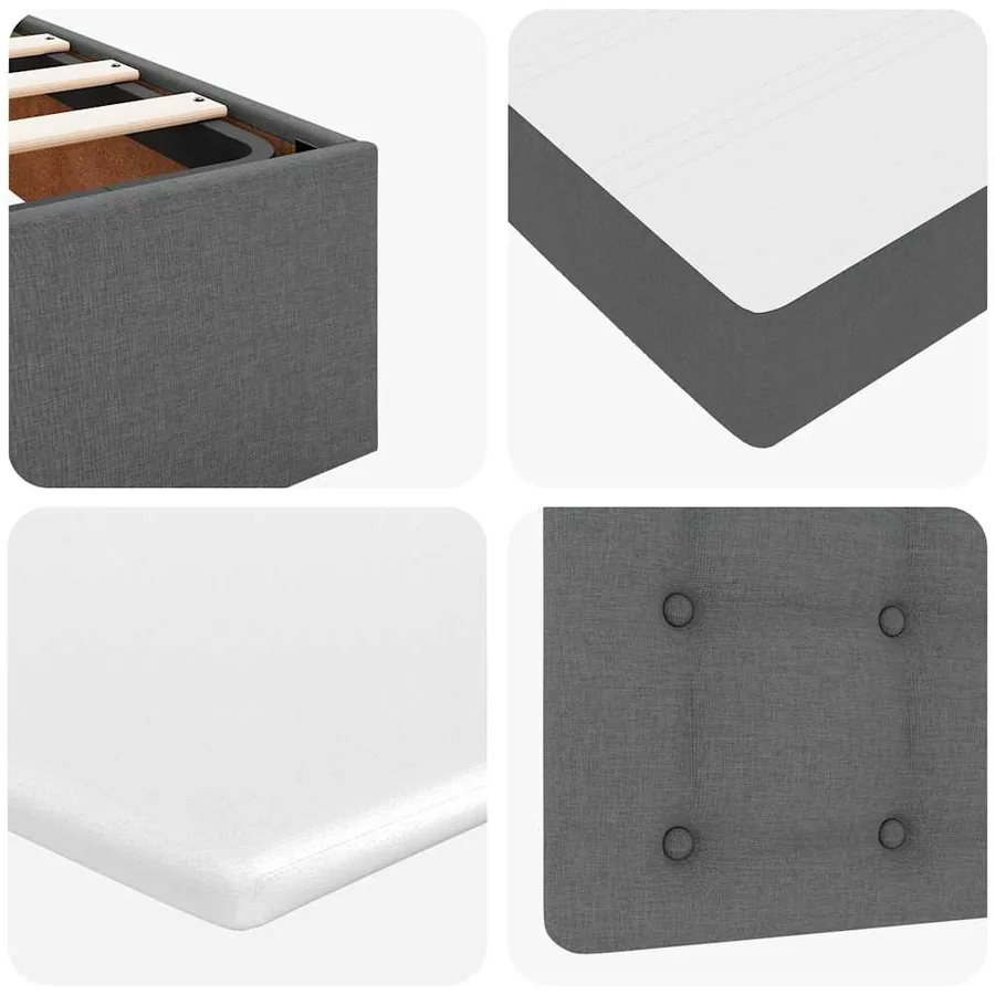 Lit ottoman avec matelas gris foncé 140x200 cm tissu - 14