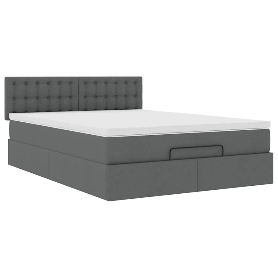 Lit ottoman avec matelas gris foncé 140x200 cm tissu - 6