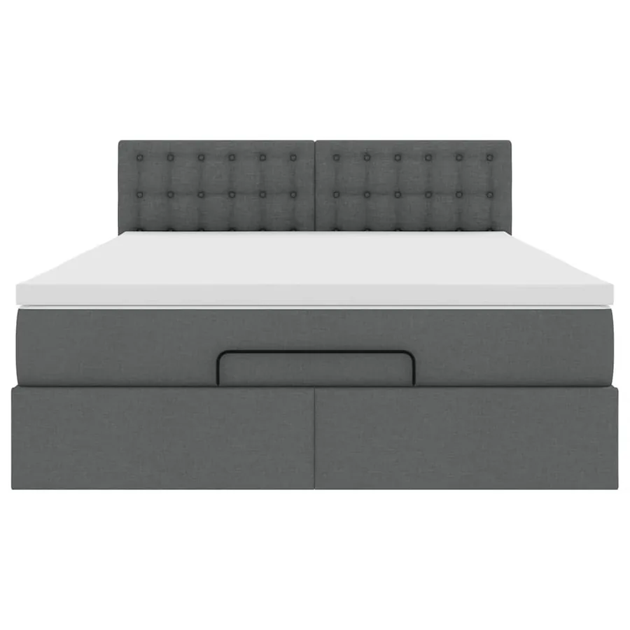 Lit ottoman avec matelas gris foncé 140x200 cm tissu - 7