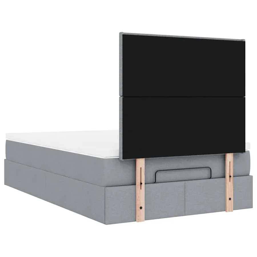 Cadre de lit ottoman avec matelas gris clair 120x190 cm tissu - 12