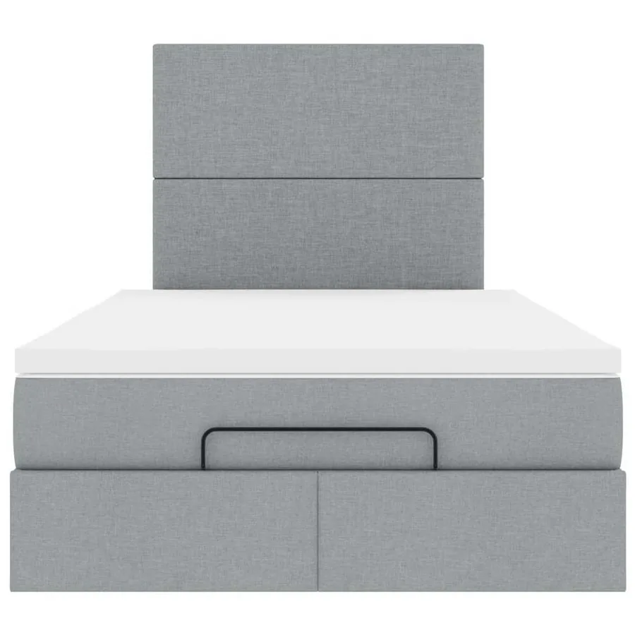 Cadre de lit ottoman avec matelas gris clair 120x190 cm tissu - 8