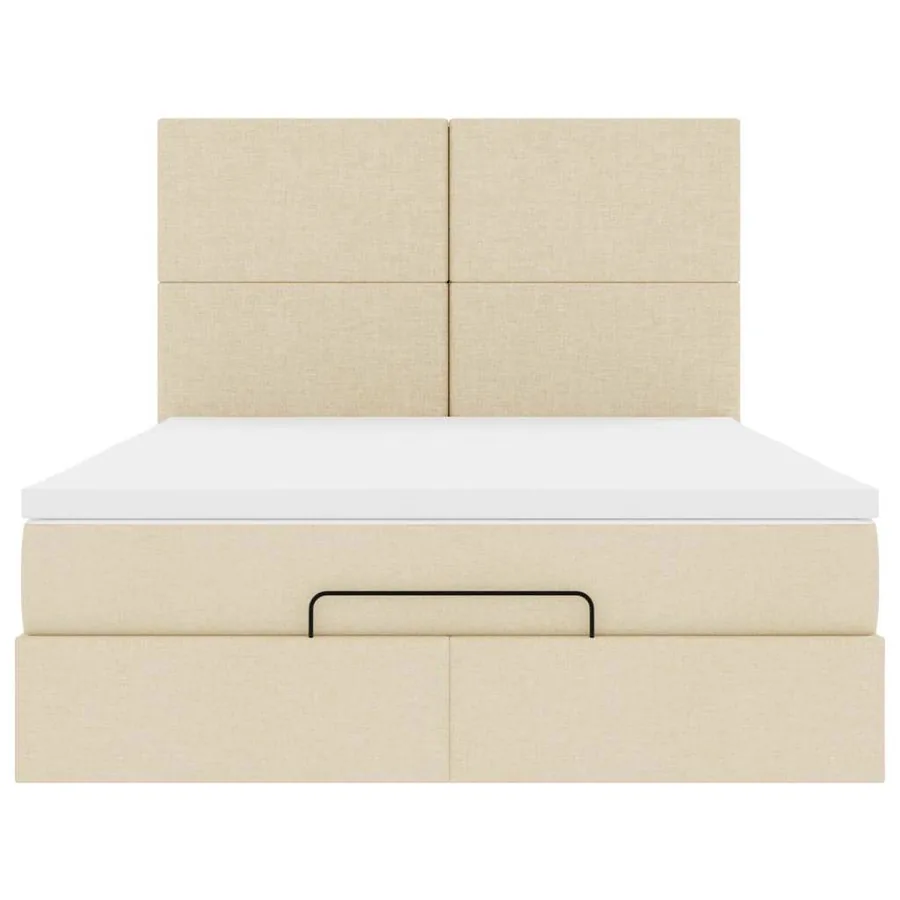 Cadre de lit ottoman avec matelas crème 140x200 cm tissu - 7