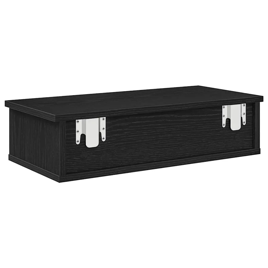 Étagère murale avec tiroirs noir 60x28x15 cm bois d'ingénierie - 6