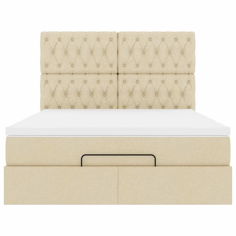 Cadre de lit ottoman avec matelas crème 140x200 cm tissu - 7