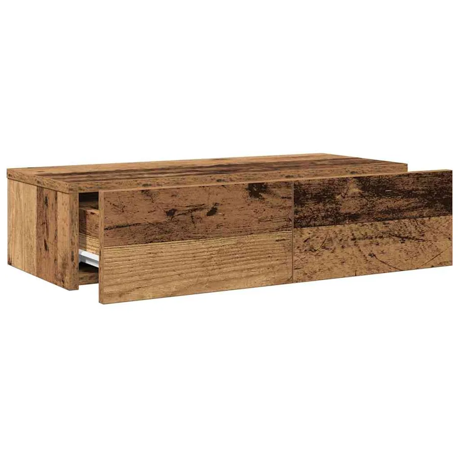 Étagère murale avec tiroirs vieux bois bois d'ingénierie - 9