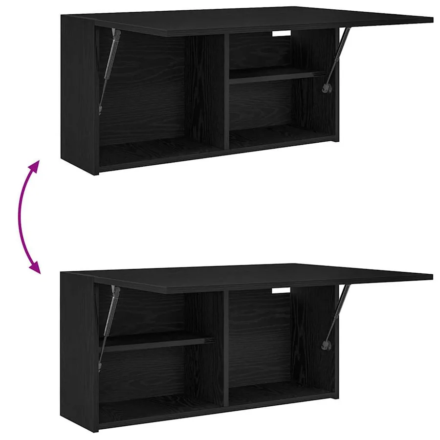 Armoire murale de bain noir 80x25x40 cm bois d'ingénierie - 9