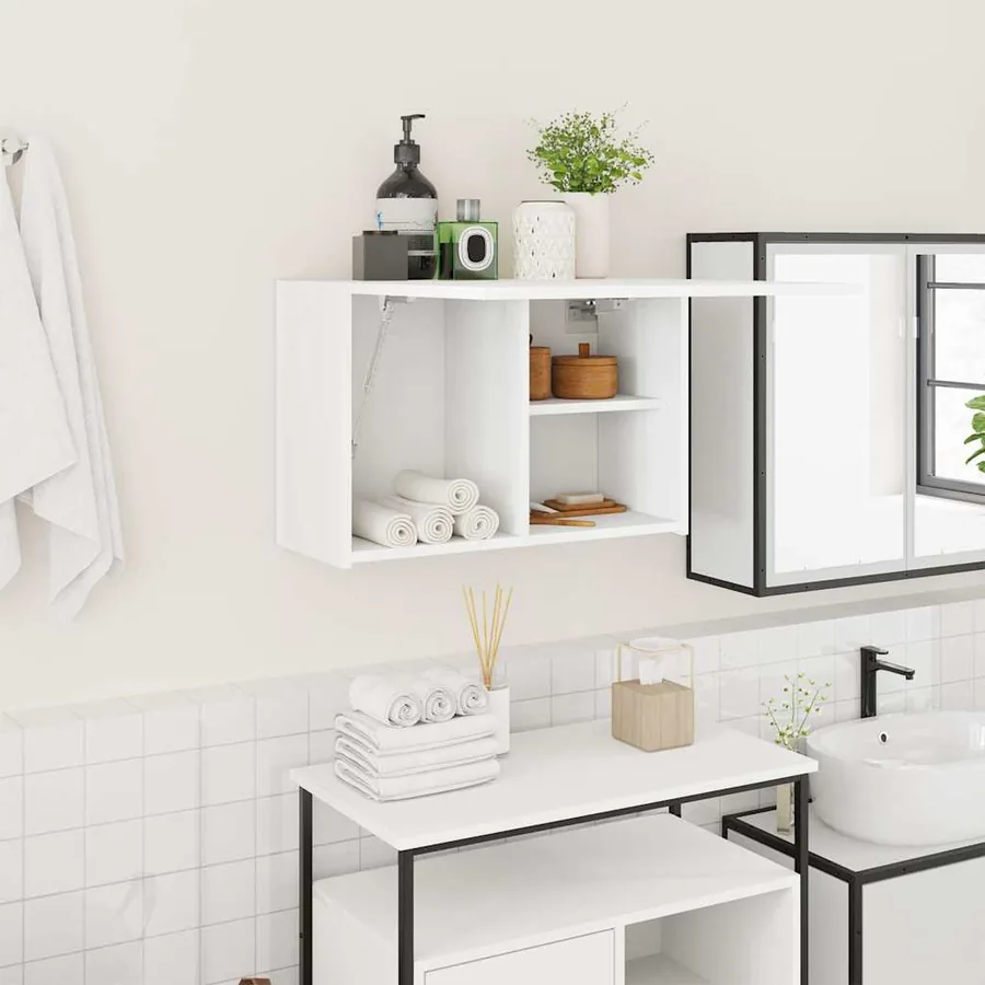 Armoire murale de bain blanc 60x25x40 cm bois d'ingénierie