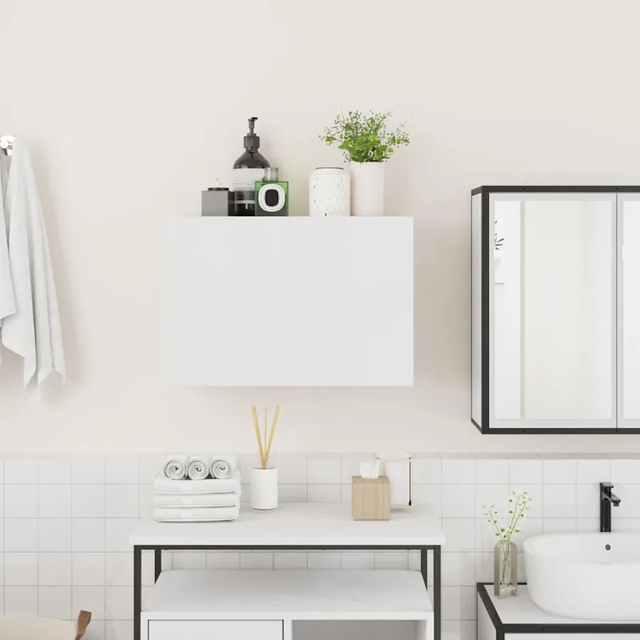 Armoire murale de bain blanc 60x25x40 cm bois d'ingénierie - 3