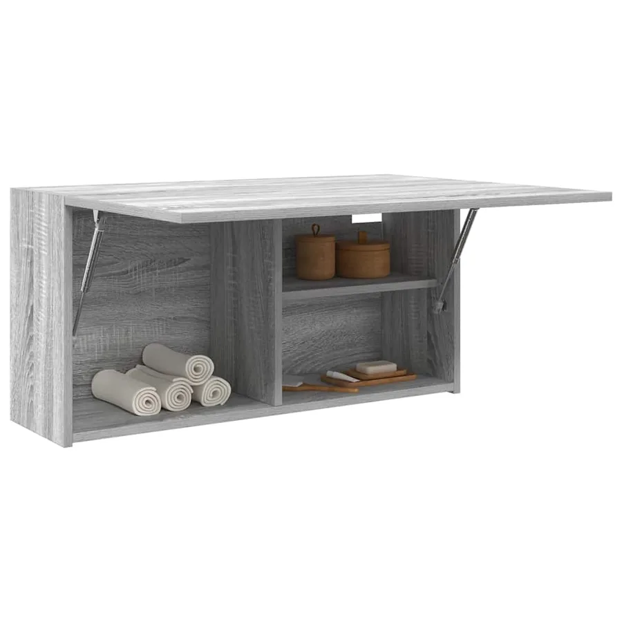 Armoire murale de bain sonoma gris 80x25x40cm bois d'ingénierie - 4