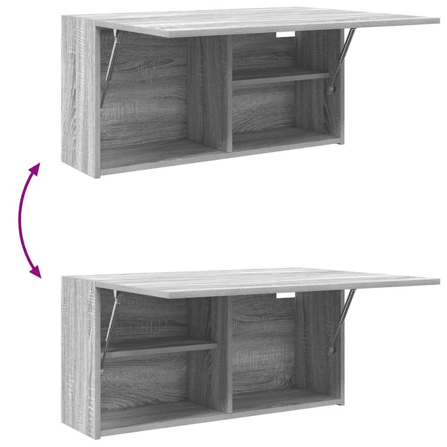 Armoire murale de bain sonoma gris 80x25x40cm bois d'ingénierie - 9