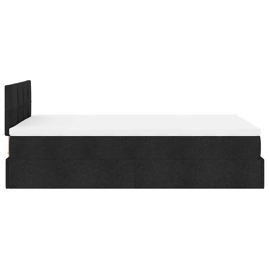 Lit ottoman avec matelas noir 120x190 cm tissu - 10