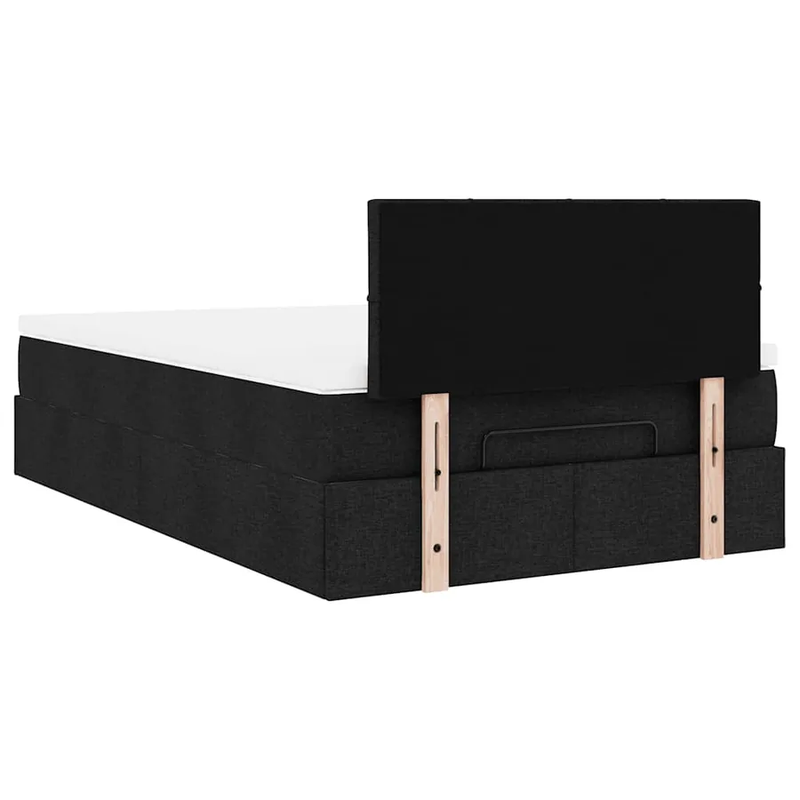 Lit ottoman avec matelas noir 120x190 cm tissu - 11