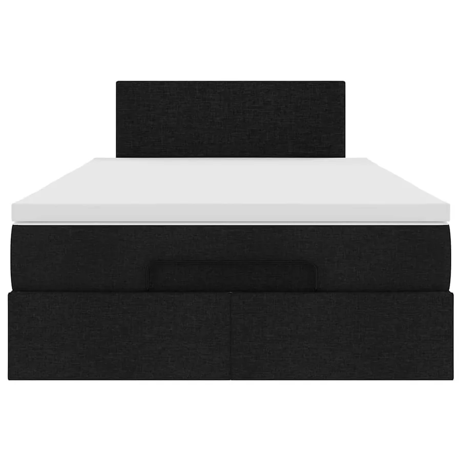 Lit ottoman avec matelas noir 120x190 cm tissu - 7