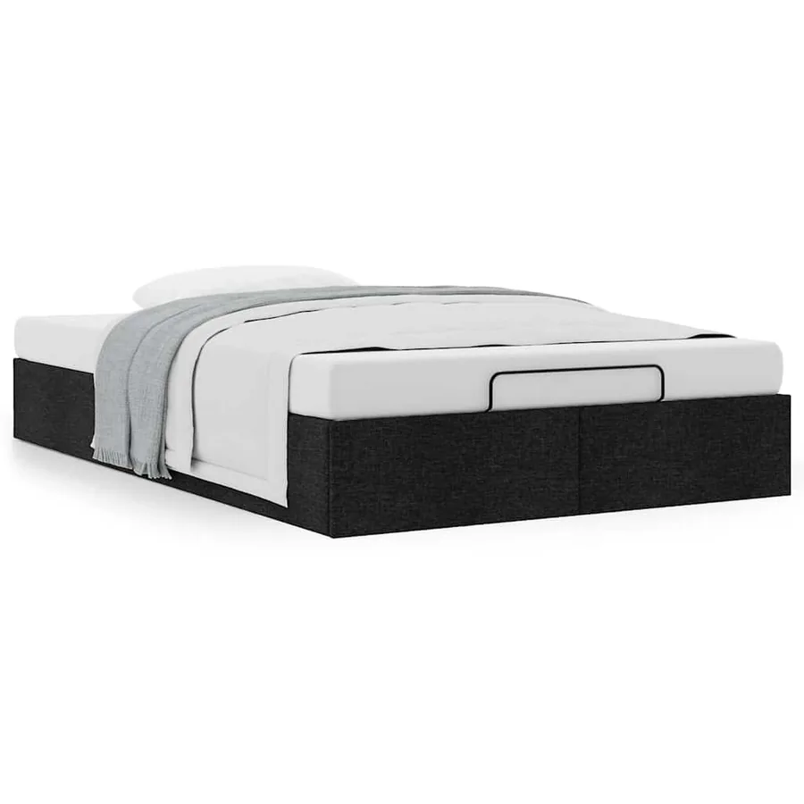 Cadre de lit ottoman sans matelas noir 120x190 cm tissu - 4