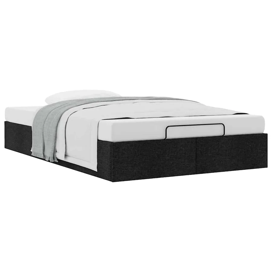 Cadre de lit ottoman sans matelas noir 120x190 cm tissu - 5