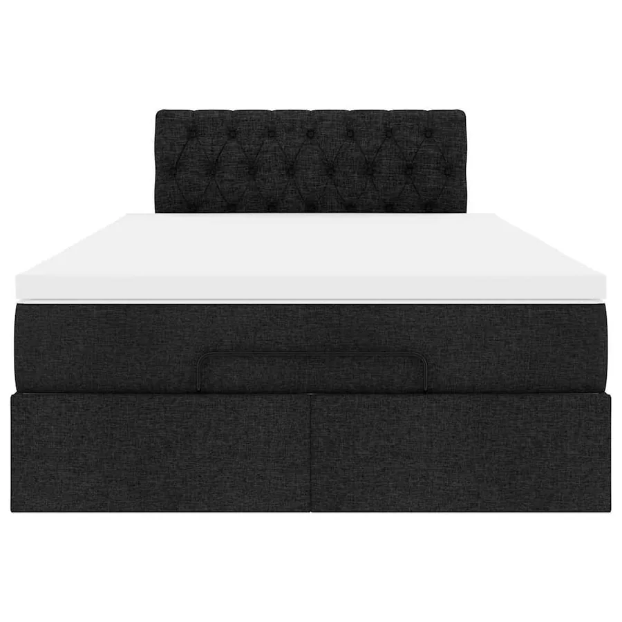 Lit ottoman avec matelas et LED noir 120x190 cm tissu - 8