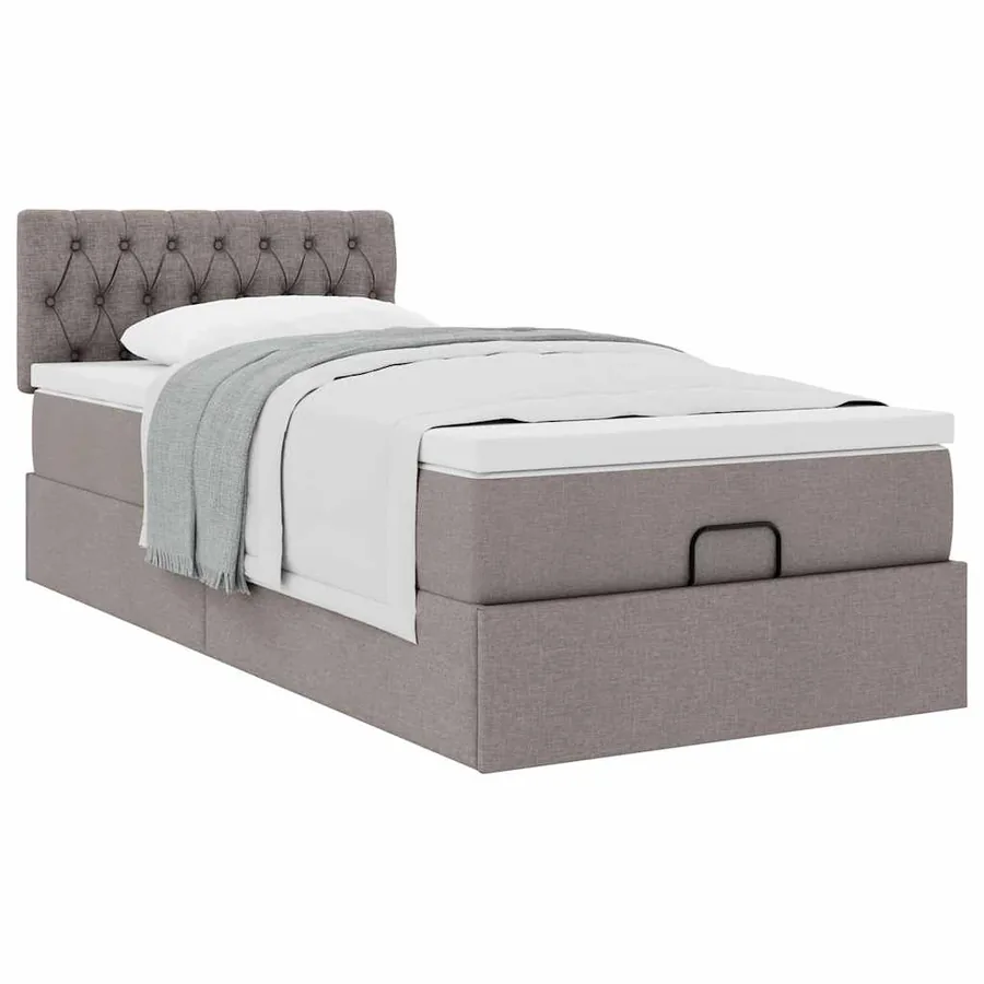 Lit ottoman avec matelas taupe 100x200 cm tissu - 5