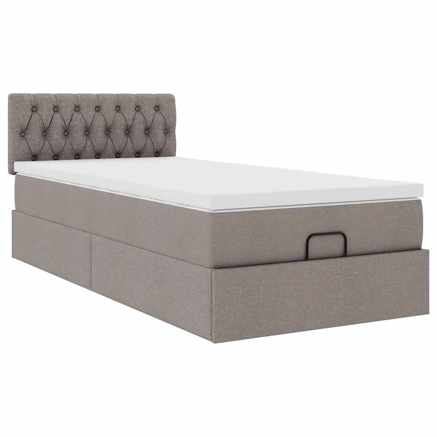 Lit ottoman avec matelas taupe 100x200 cm tissu - 6