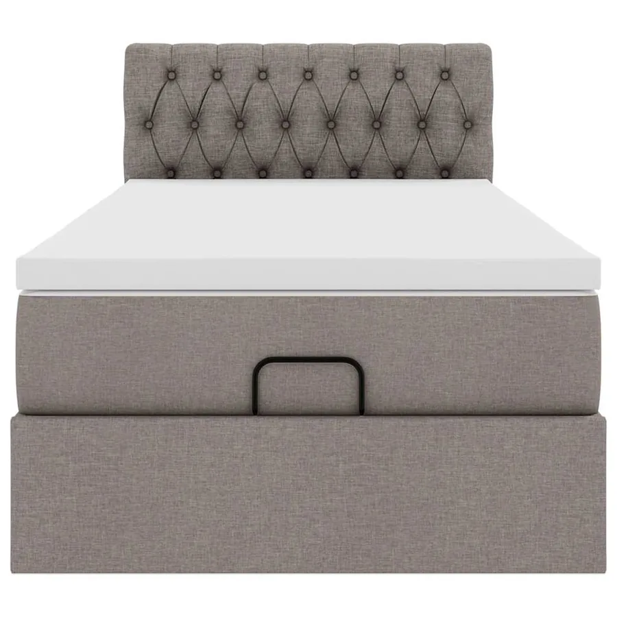 Lit ottoman avec matelas taupe 100x200 cm tissu - 7