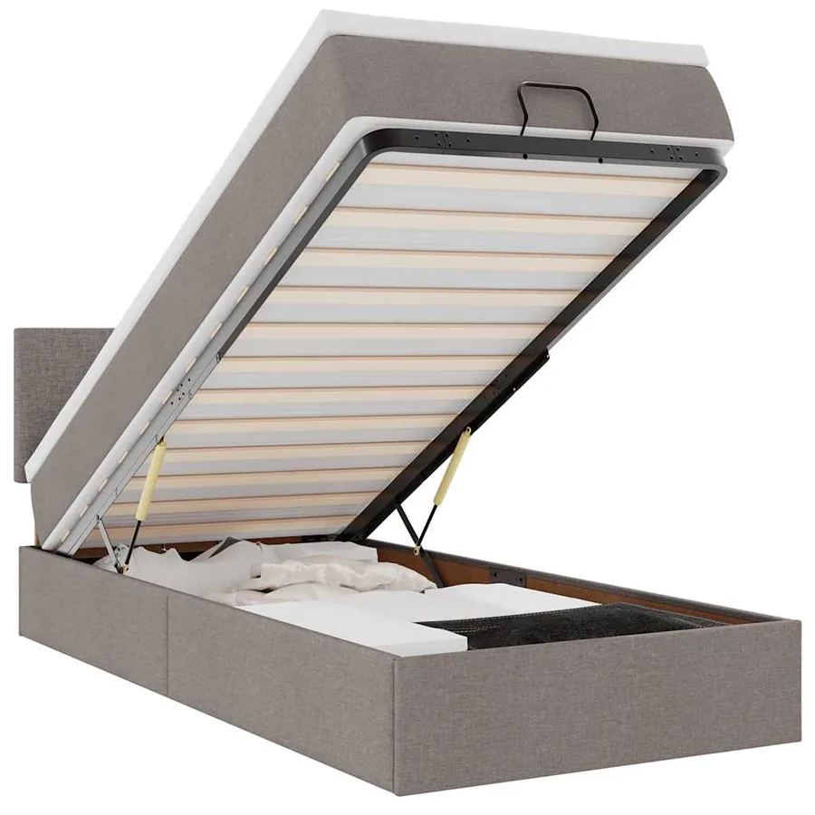 Lit ottoman avec matelas taupe 100x200 cm tissu - 2