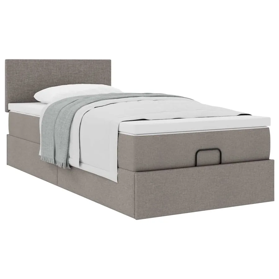Lit ottoman avec matelas taupe 100x200 cm tissu - 4