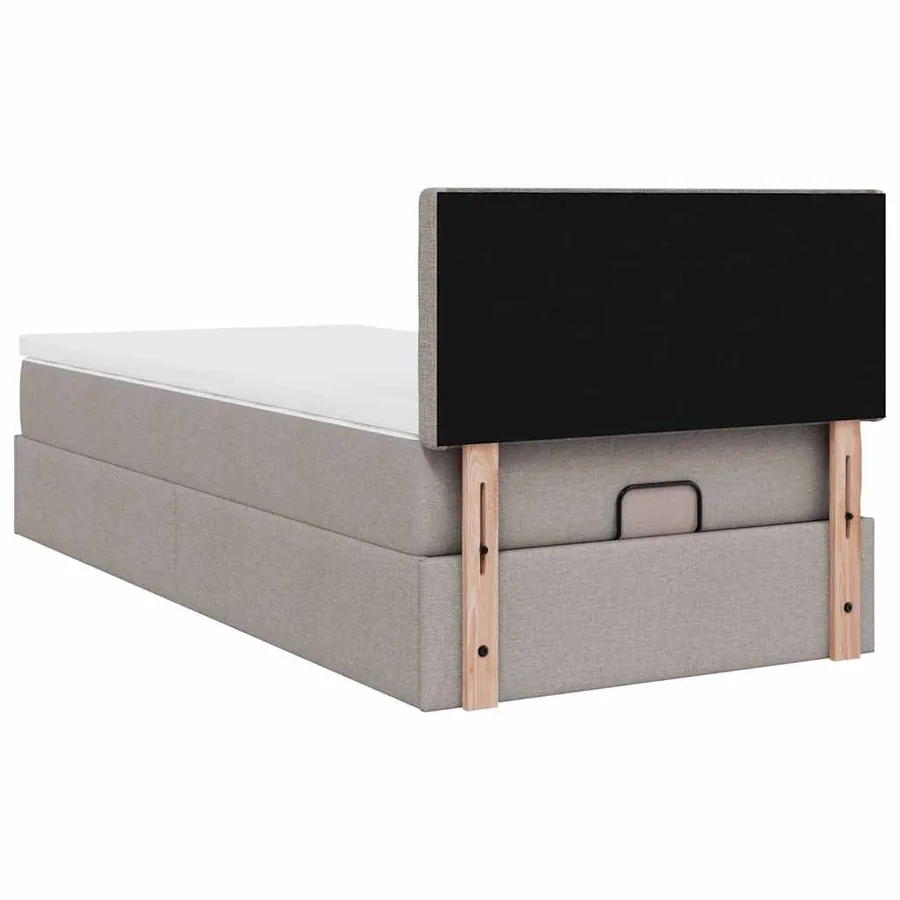 Lit ottoman avec matelas taupe 100x200 cm tissu - 11