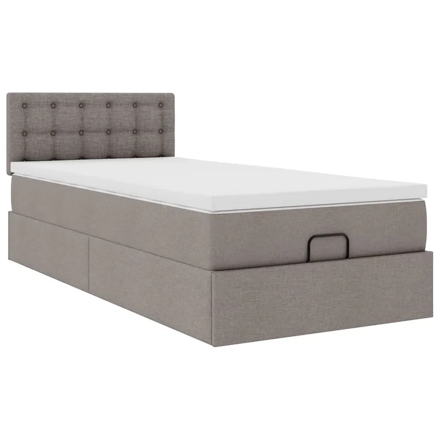 Lit ottoman avec matelas taupe 100x200 cm tissu - 6