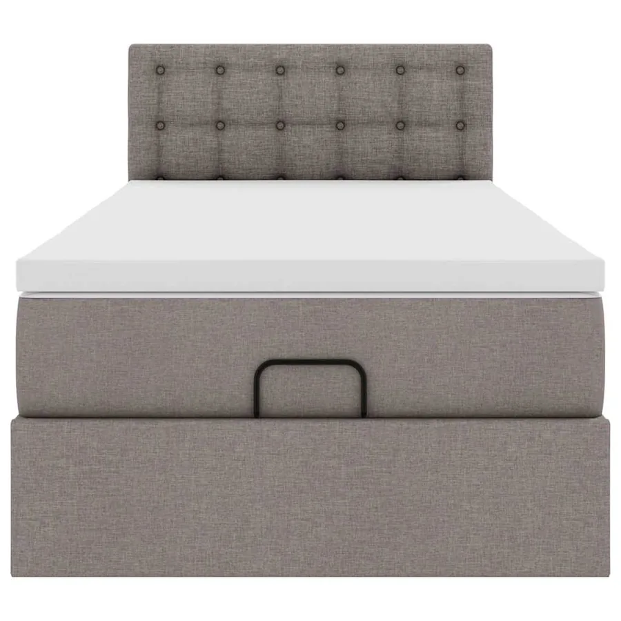 Lit ottoman avec matelas taupe 100x200 cm tissu - 7