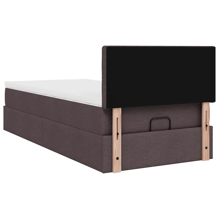 Lit ottoman avec matelas marron foncé 100x200 cm tissu - 12