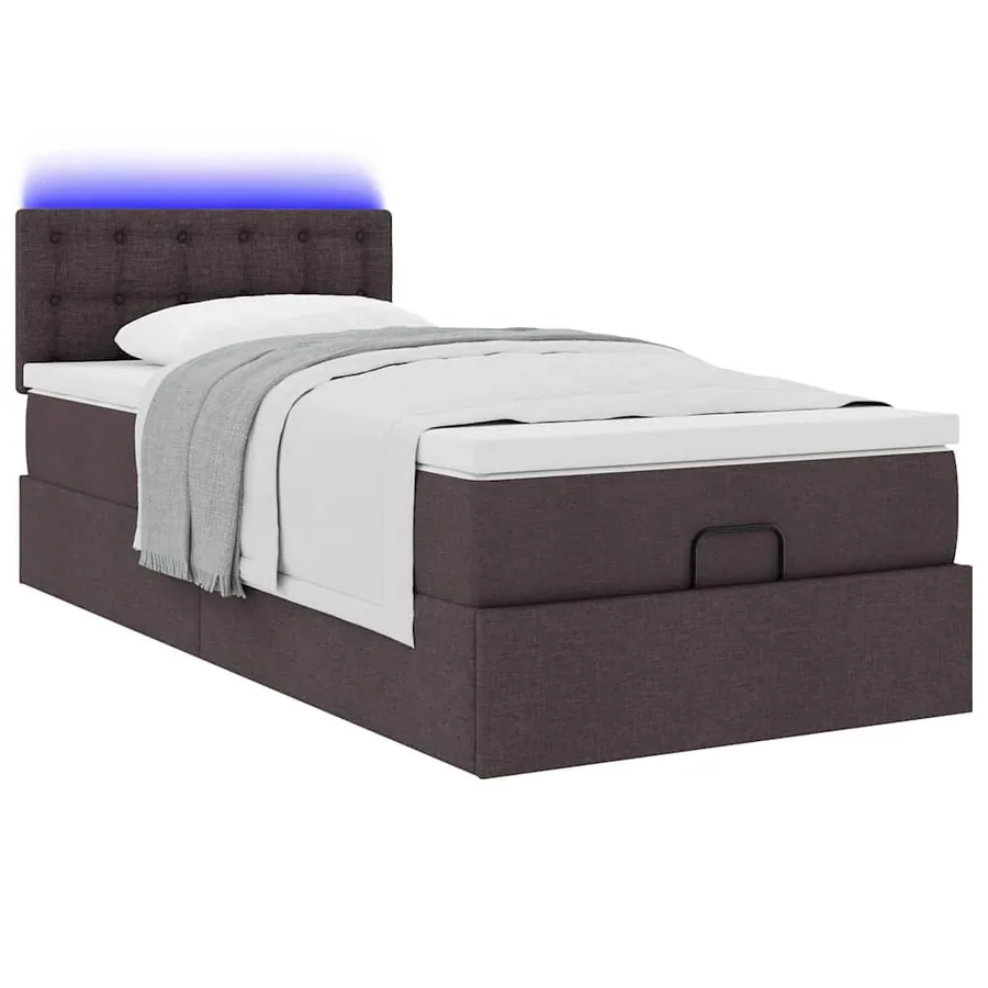 Lit ottoman avec matelas marron foncé 100x200 cm tissu - 6