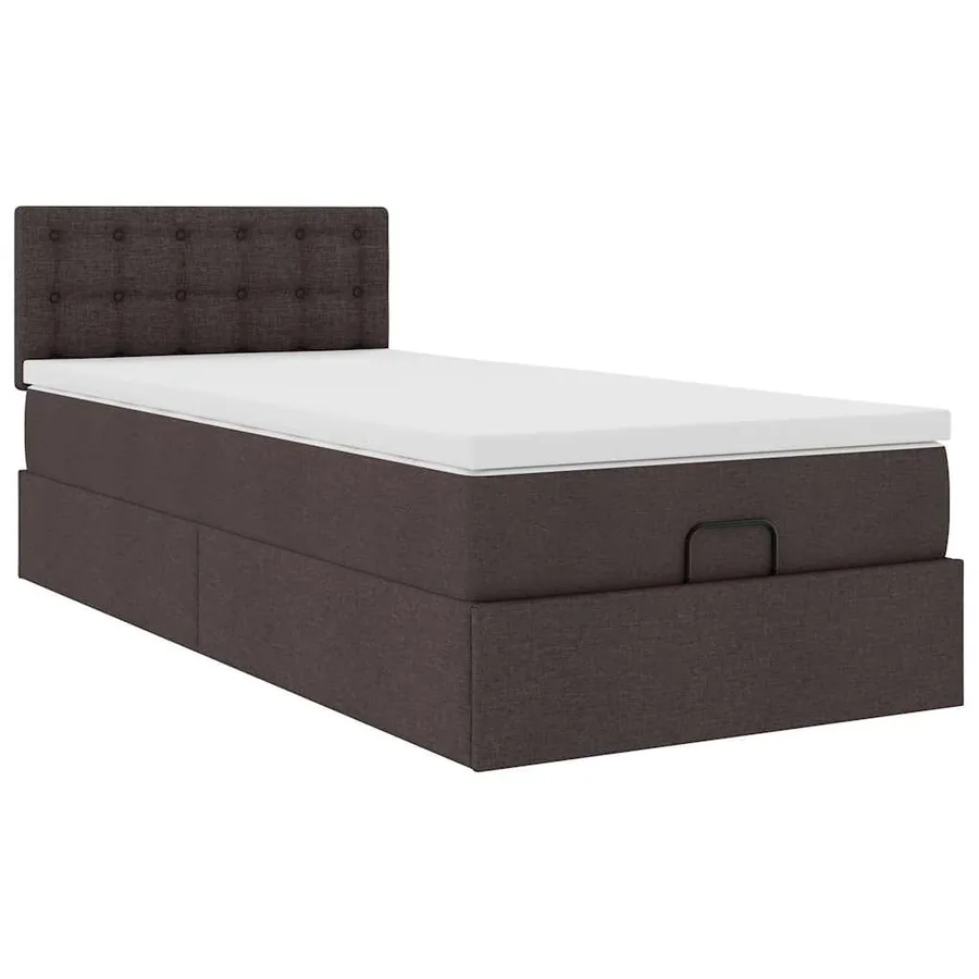 Lit ottoman avec matelas marron foncé 100x200 cm tissu - 7