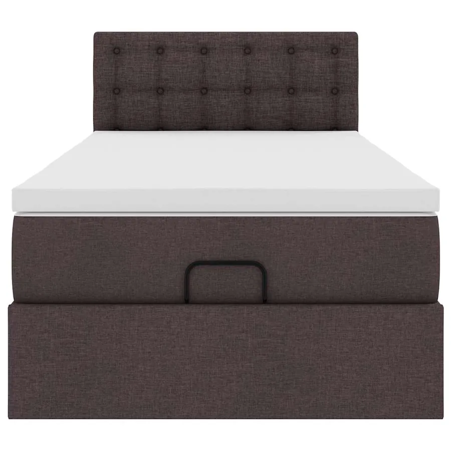 Lit ottoman avec matelas marron foncé 100x200 cm tissu - 8