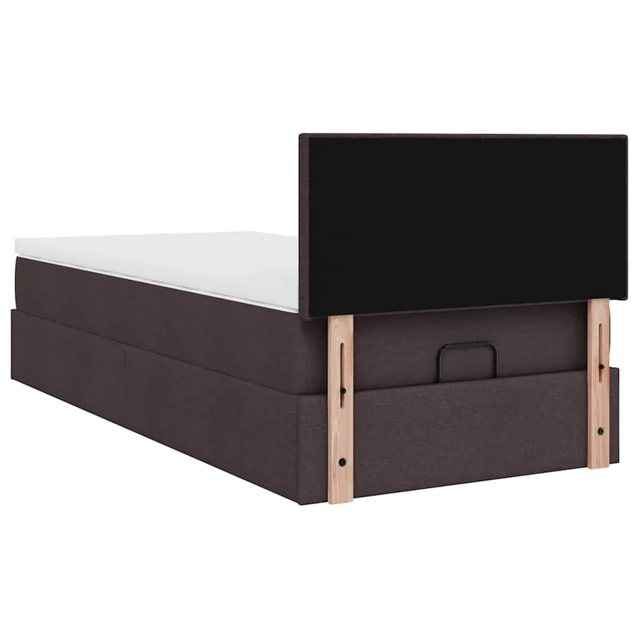 Lit ottoman avec matelas marron foncé 100x200 cm tissu - 12