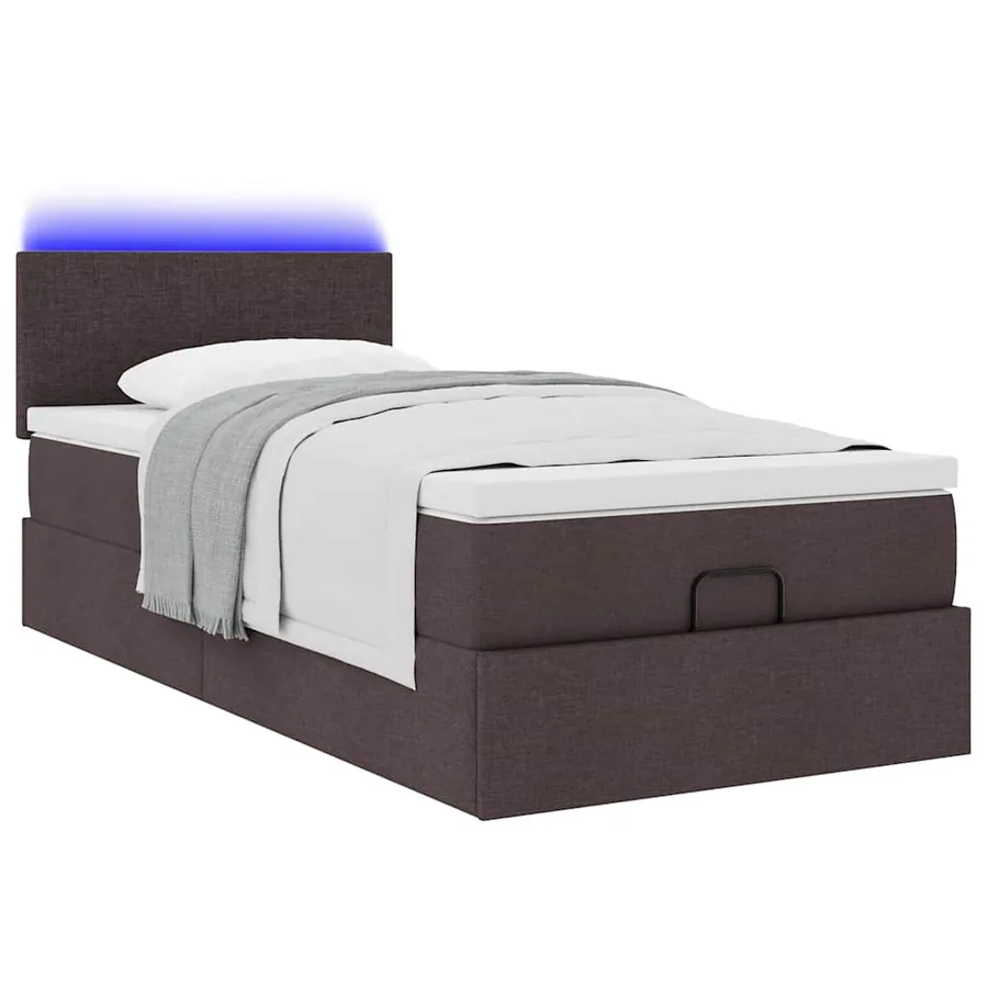 Lit ottoman avec matelas marron foncé 100x200 cm tissu - 6