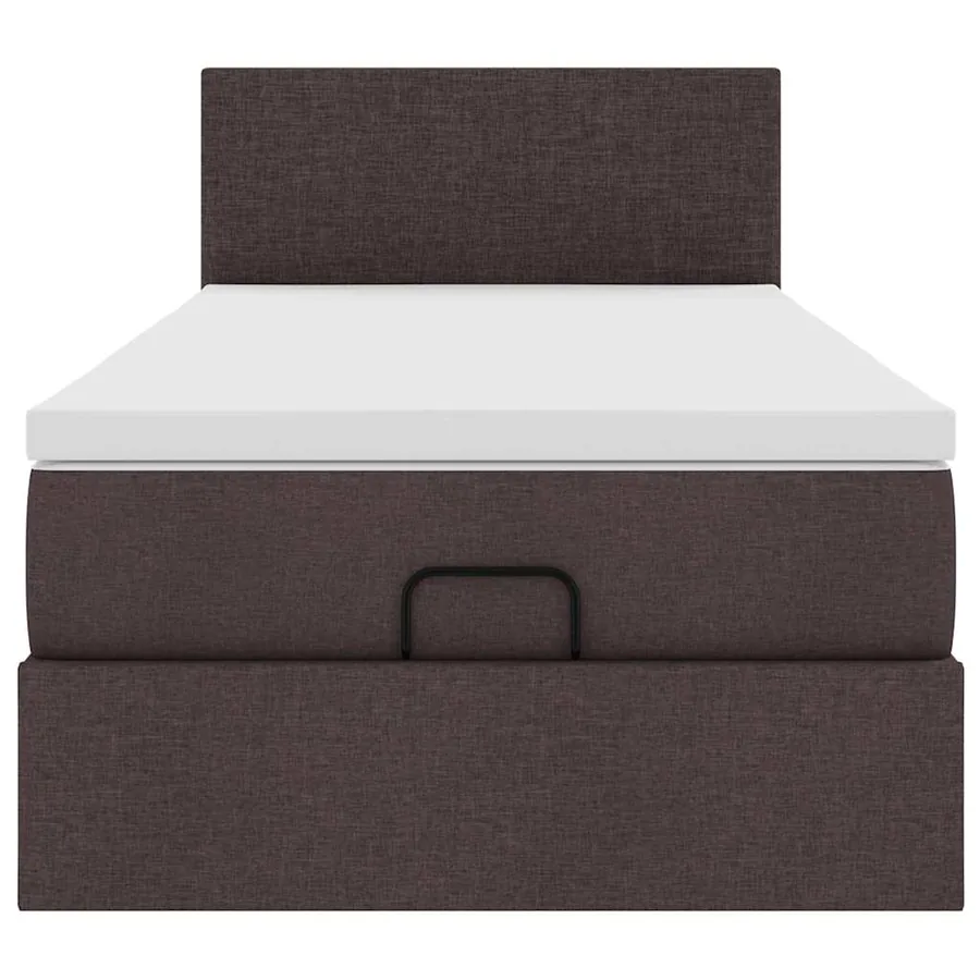 Lit ottoman avec matelas marron foncé 100x200 cm tissu - 8