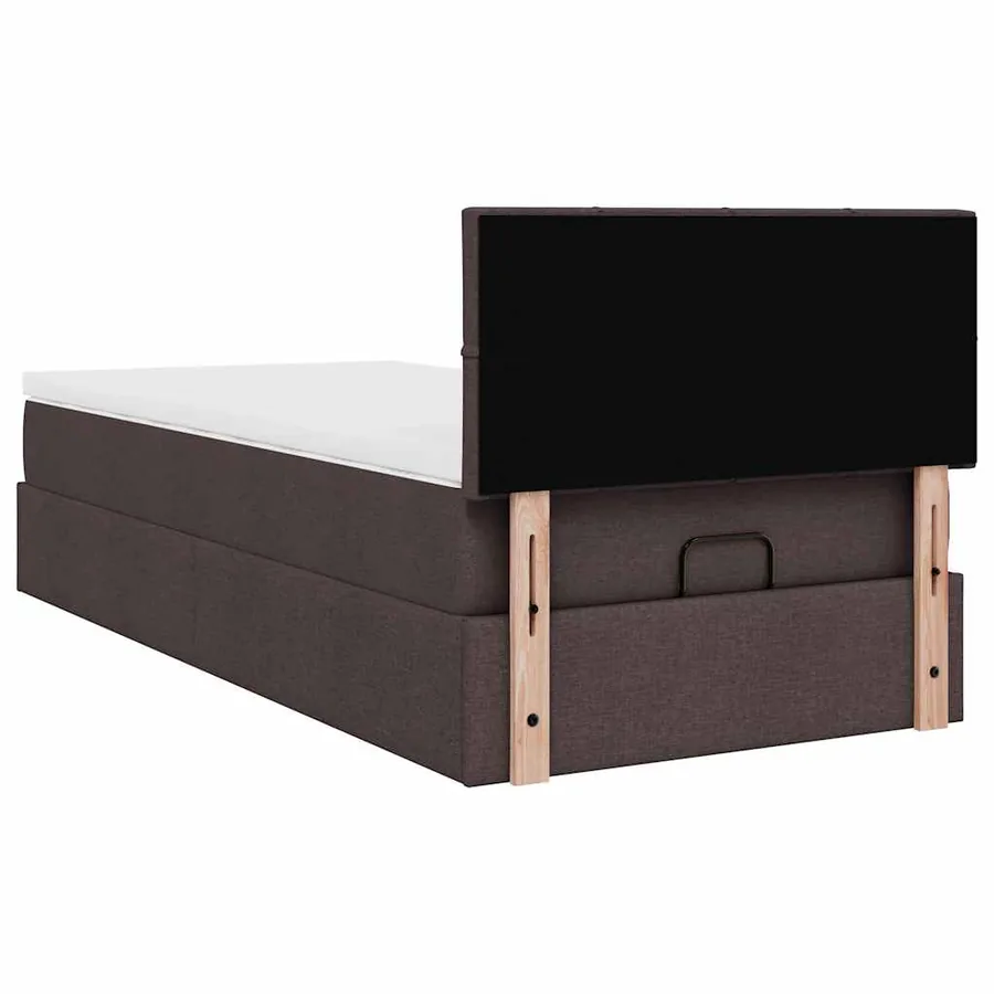 Lit ottoman avec matelas marron foncé 100x200 cm tissu - 11