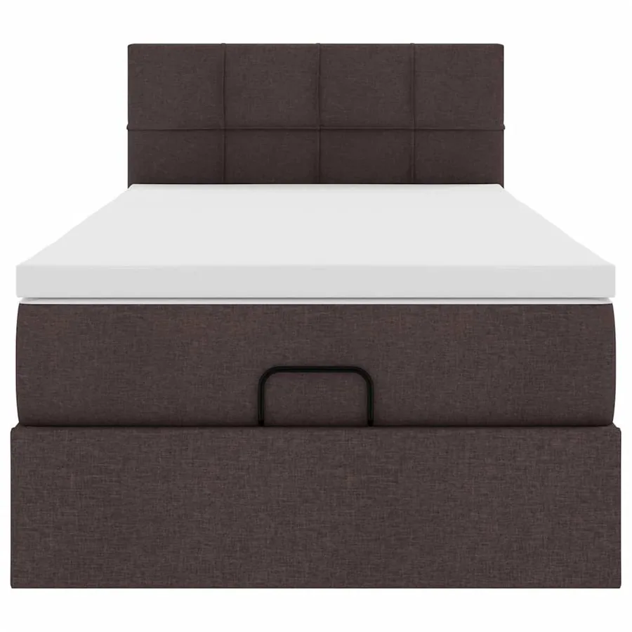 Lit ottoman avec matelas marron foncé 100x200 cm tissu - 7