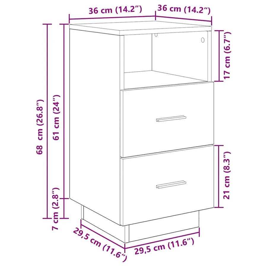 Table de chevet avec 2 tiroirs blanc 36x36x68 cm - 11