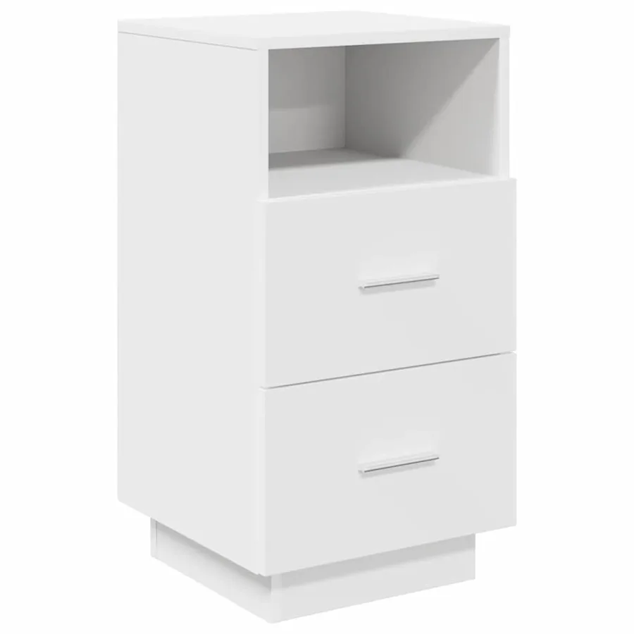 Table de chevet avec 2 tiroirs blanc 36x36x68 cm - 2